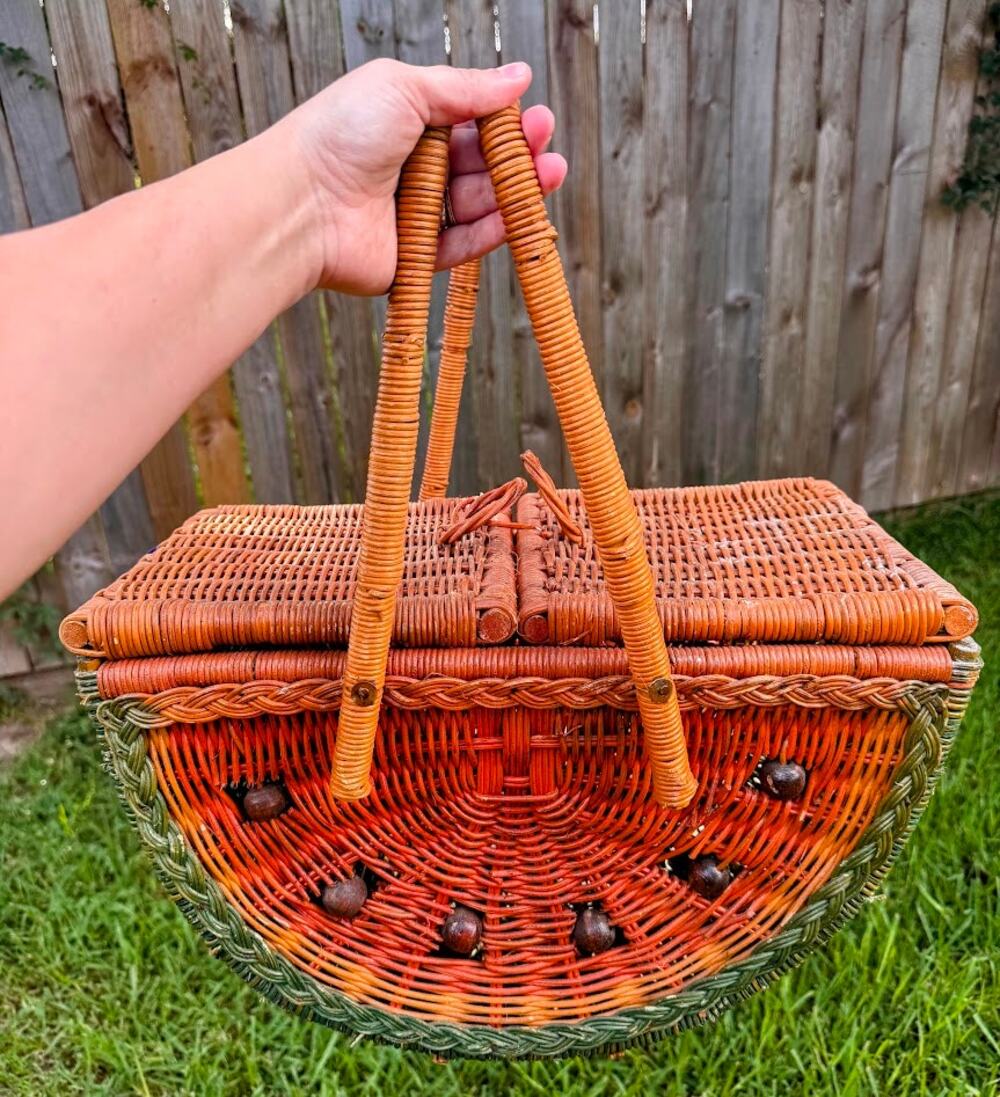 Vintage Watermelon Wicker Picnic Basket PROJECT